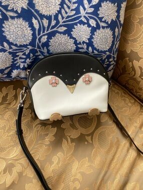 Kate Spade “Frosty Penguin” Crossbody – Black/White – Leather - Retired Style